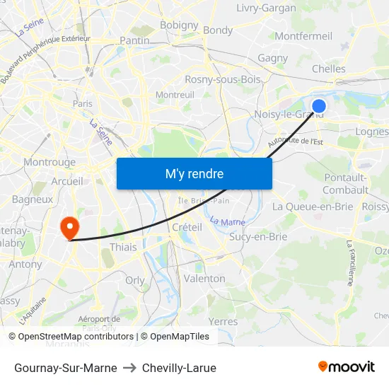 Gournay-Sur-Marne to Chevilly-Larue map