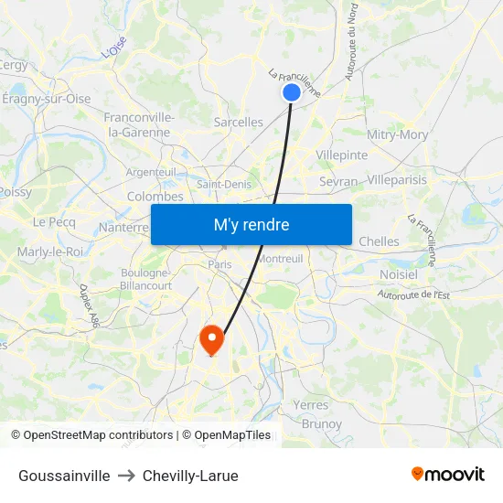 Goussainville to Chevilly-Larue map