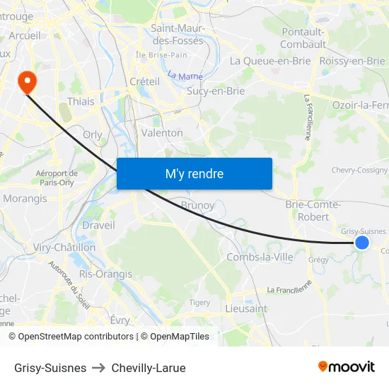 Grisy-Suisnes to Chevilly-Larue map