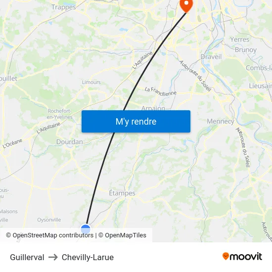 Guillerval to Chevilly-Larue map
