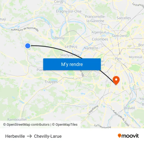 Herbeville to Chevilly-Larue map