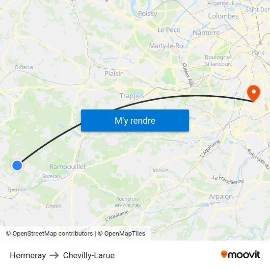 Hermeray to Chevilly-Larue map