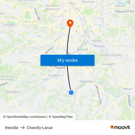 Itteville to Chevilly-Larue map