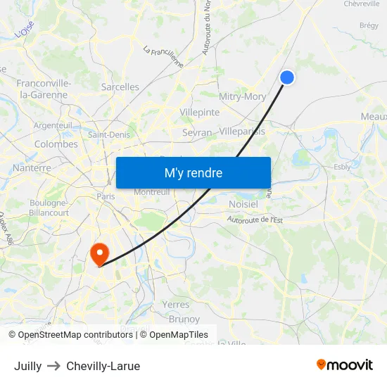 Juilly to Chevilly-Larue map