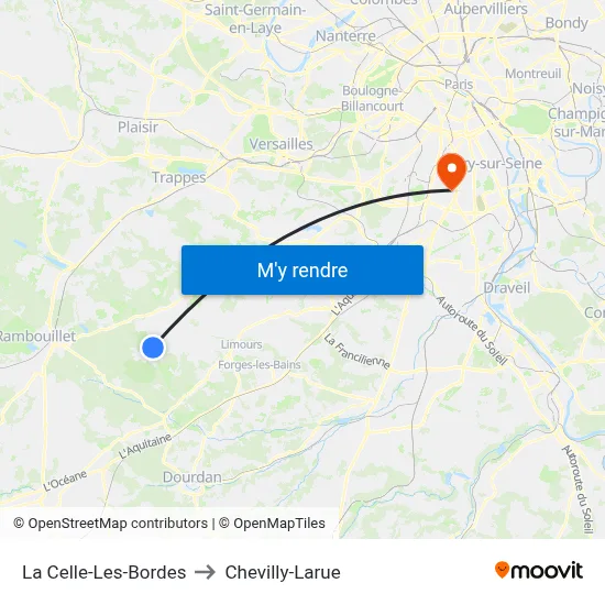 La Celle-Les-Bordes to Chevilly-Larue map