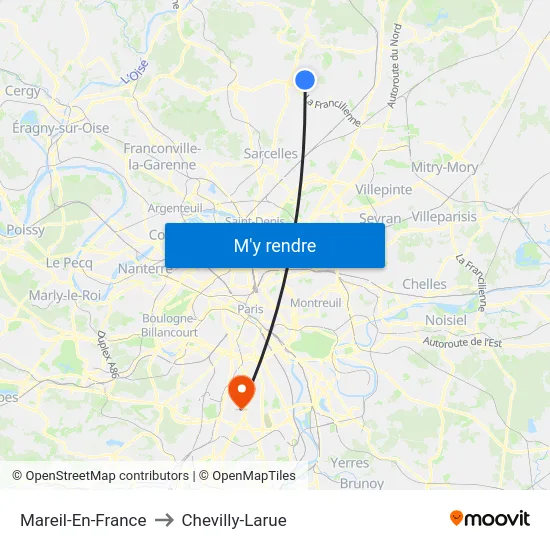Mareil-En-France to Chevilly-Larue map