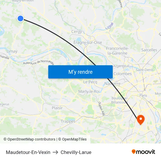 Maudetour-En-Vexin to Chevilly-Larue map