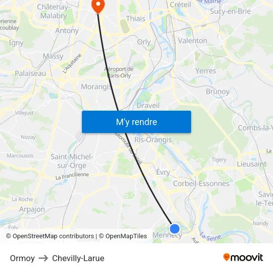 Ormoy to Chevilly-Larue map