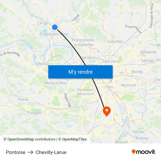 Pontoise to Chevilly-Larue map