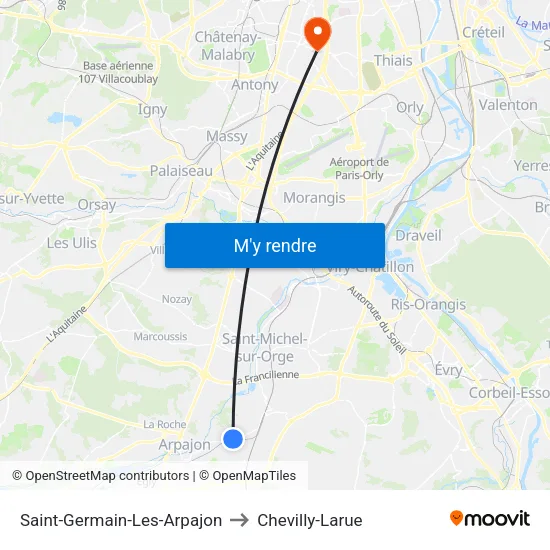 Saint-Germain-Les-Arpajon to Chevilly-Larue map