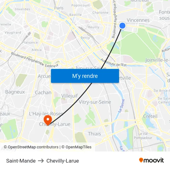 Saint-Mande to Chevilly-Larue map