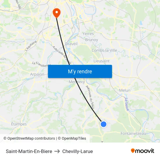 Saint-Martin-En-Biere to Chevilly-Larue map