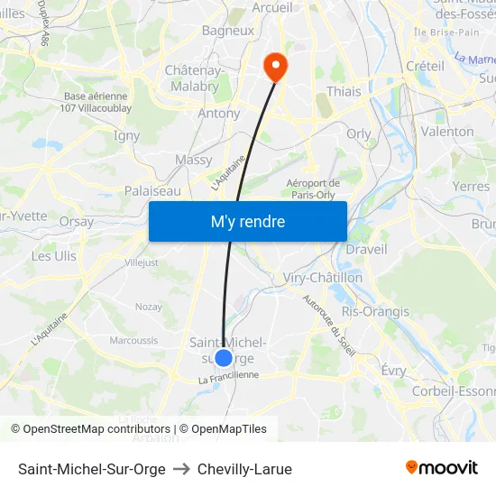 Saint-Michel-Sur-Orge to Chevilly-Larue map