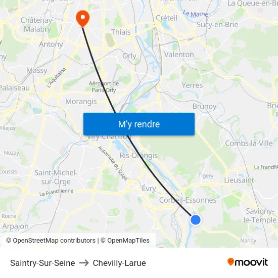 Saintry-Sur-Seine to Chevilly-Larue map