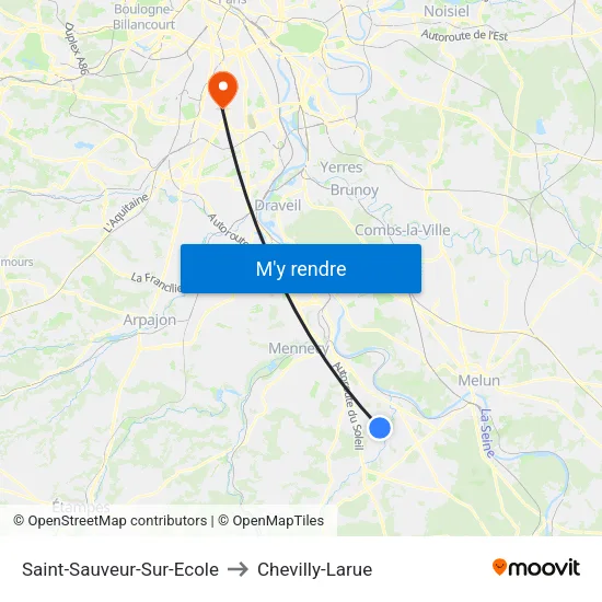 Saint-Sauveur-Sur-Ecole to Chevilly-Larue map