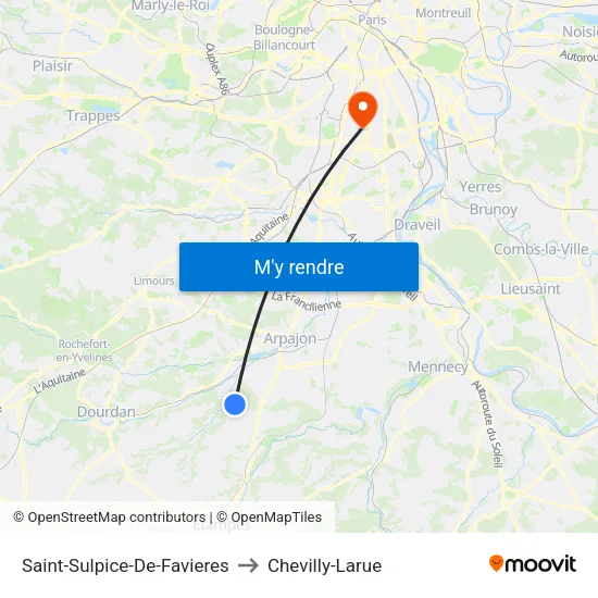 Saint-Sulpice-De-Favieres to Chevilly-Larue map
