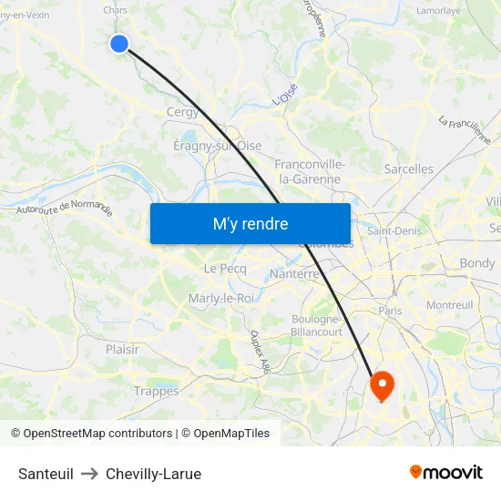 Santeuil to Chevilly-Larue map