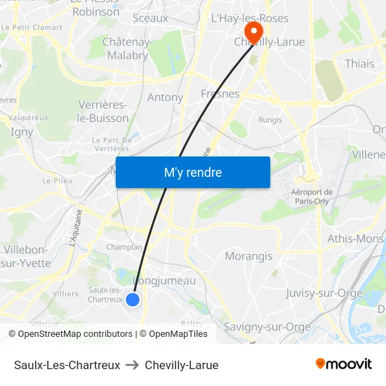 Saulx-Les-Chartreux to Chevilly-Larue map