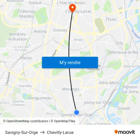 Savigny-Sur-Orge to Chevilly-Larue map