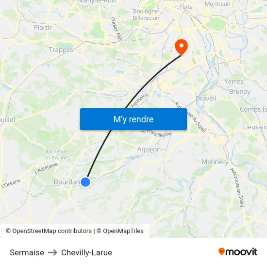 Sermaise to Chevilly-Larue map