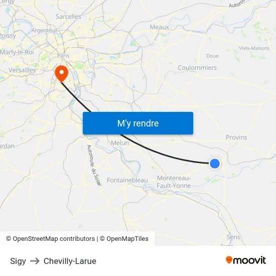 Sigy to Chevilly-Larue map