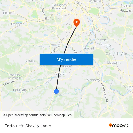 Torfou to Chevilly-Larue map