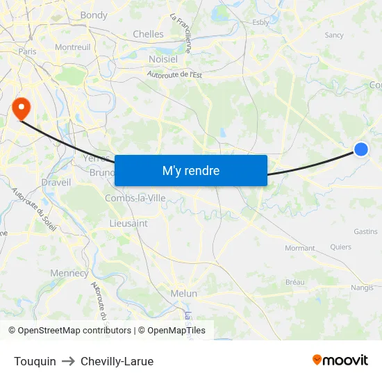 Touquin to Chevilly-Larue map