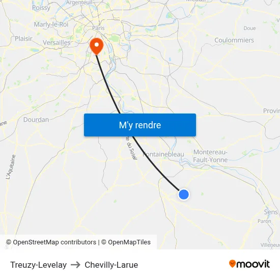 Treuzy-Levelay to Chevilly-Larue map