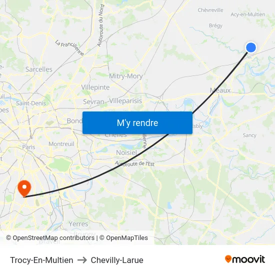 Trocy-En-Multien to Chevilly-Larue map