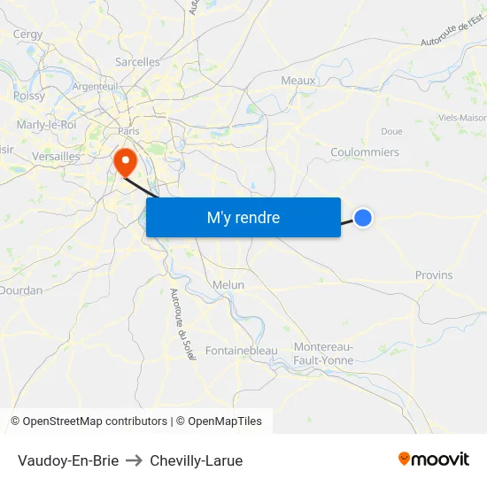 Vaudoy-En-Brie to Chevilly-Larue map