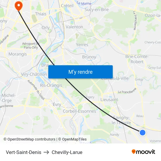 Vert-Saint-Denis to Chevilly-Larue map