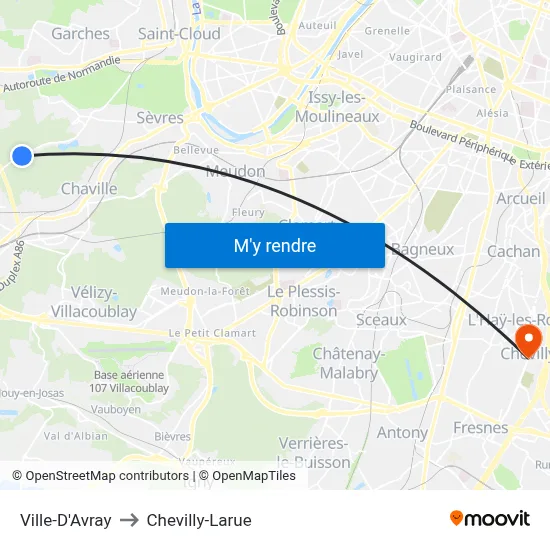 Ville-D'Avray to Chevilly-Larue map