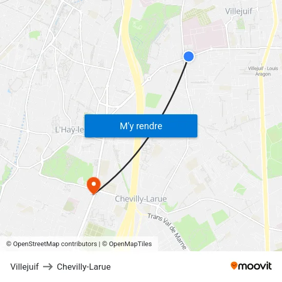 Villejuif to Chevilly-Larue map