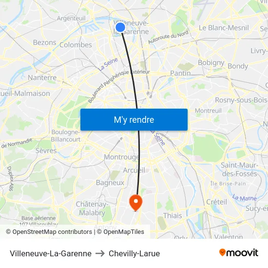 Villeneuve-La-Garenne to Chevilly-Larue map