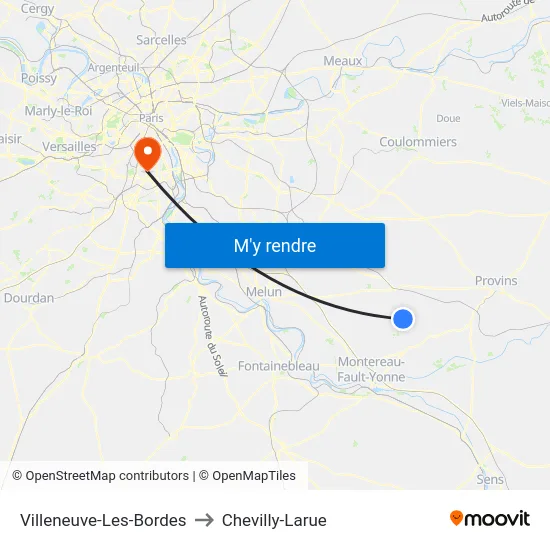 Villeneuve-Les-Bordes to Chevilly-Larue map