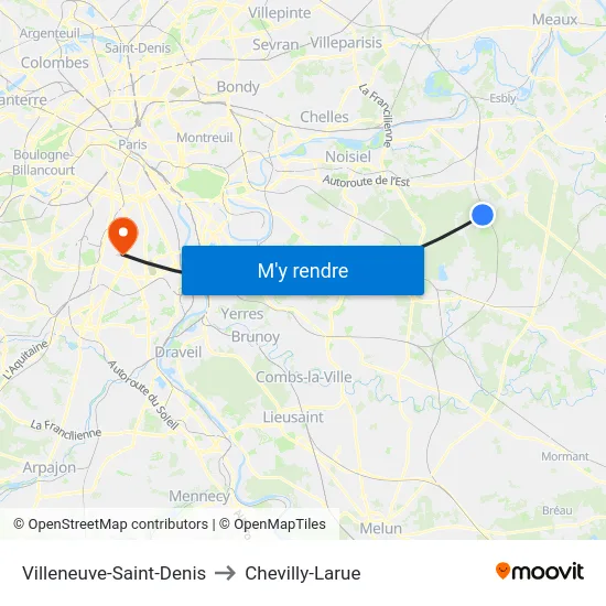 Villeneuve-Saint-Denis to Chevilly-Larue map