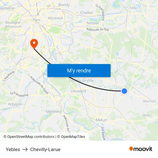 Yebles to Chevilly-Larue map