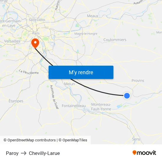 Paroy to Chevilly-Larue map