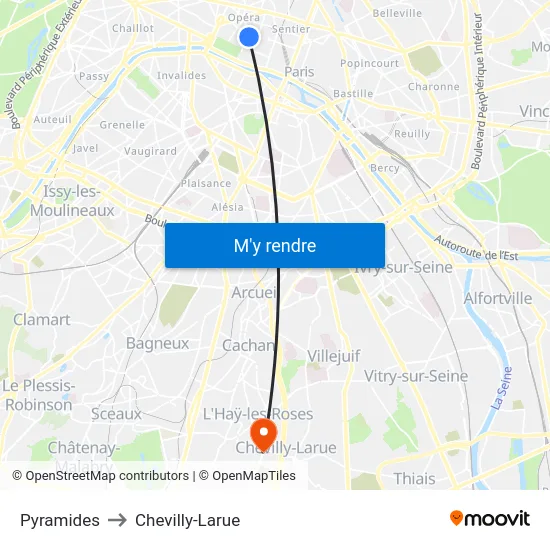 Pyramides to Chevilly-Larue map