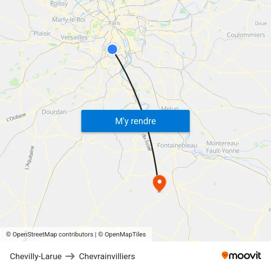 Chevilly-Larue to Chevrainvilliers map