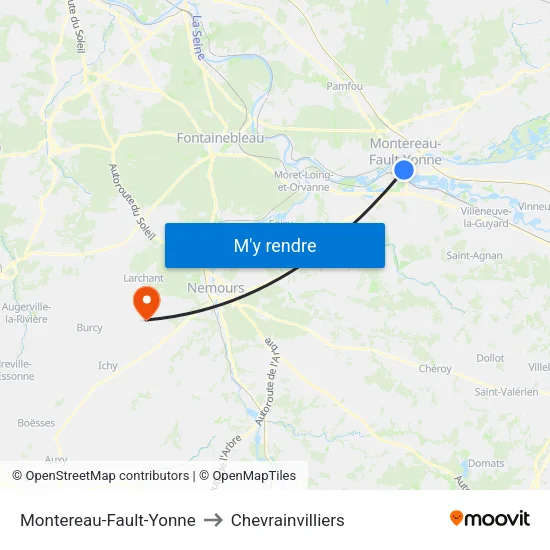 Montereau-Fault-Yonne to Chevrainvilliers map