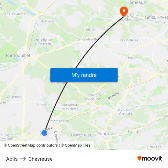 Ablis to Chevreuse map