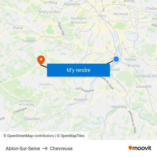 Ablon-Sur-Seine to Chevreuse map