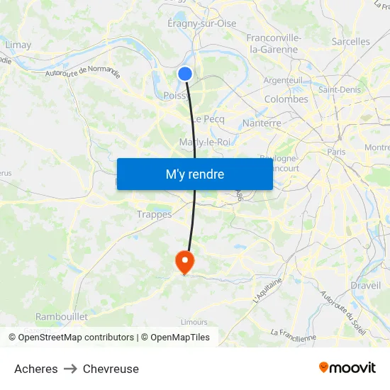 Acheres to Chevreuse map