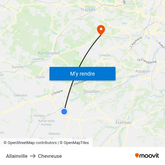 Allainville to Chevreuse map