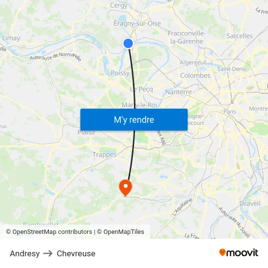 Andresy to Chevreuse map
