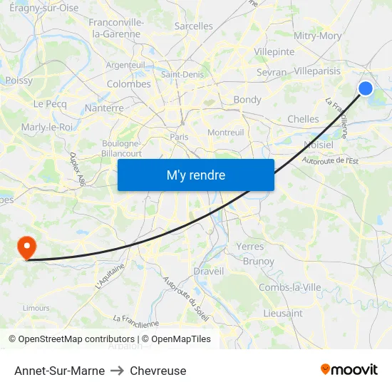 Annet-Sur-Marne to Chevreuse map