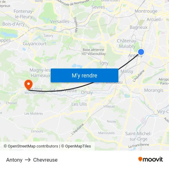 Antony to Chevreuse map