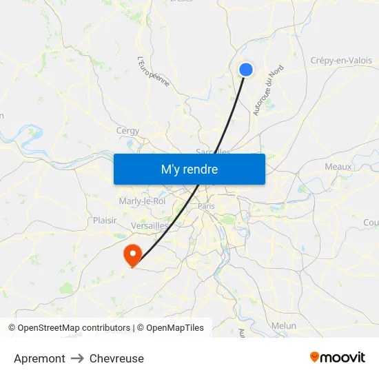 Apremont to Chevreuse map
