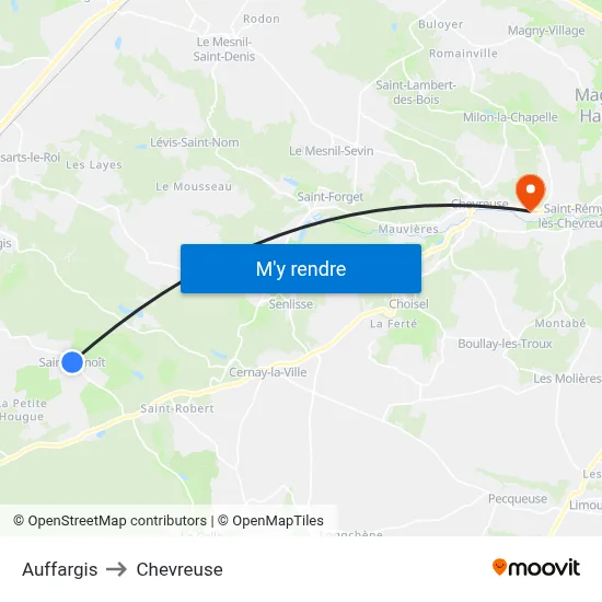 Auffargis to Chevreuse map